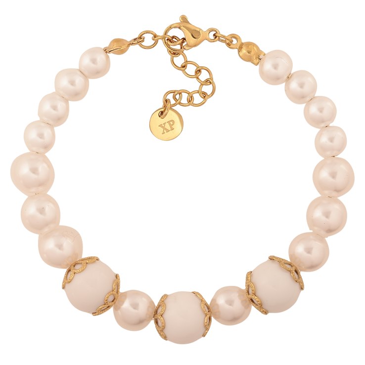 Браслет Xuping ТТМ Stainless Steel колір 14К "Перлинні намистини" довжина з дод. ланцюжком 17-20см х 6-10мм фото №8