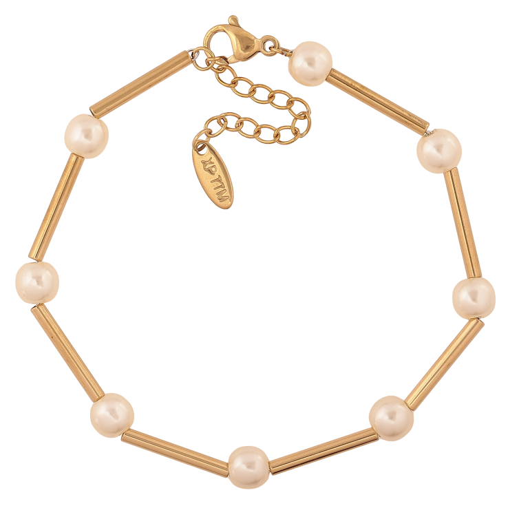 Браслет Xuping ТТМ Stainless Steel колір 14К "Перлинні намистини" довжина з дод. ланцюжком 18-21см х 2-6мм фото №24