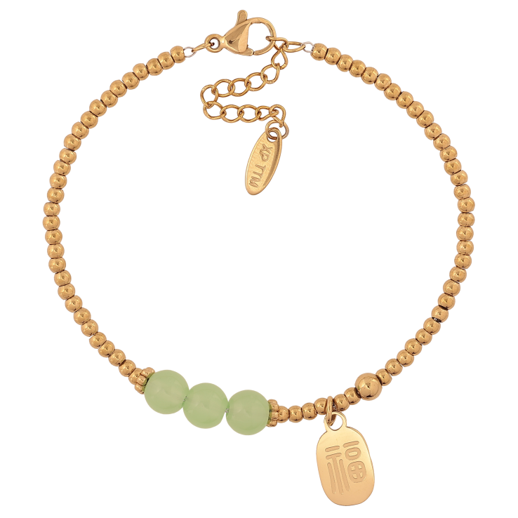Браслет Xuping ТТМ Stainless Steel колір 14К "Золотисто-зелені намистини з підвіскою" довжина з дод. ланцюжком 17-20см х 2.5-6мм фото №25