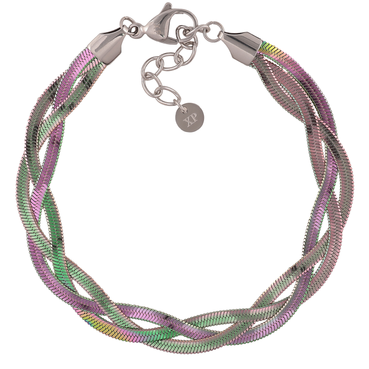 Браслет Xuping ТТМ Stainless Steel колір Хамелеон "Косичка з ланцюжків Снейк" довжина з дод. ланцюжком 20-23.5см х 8мм фото №16