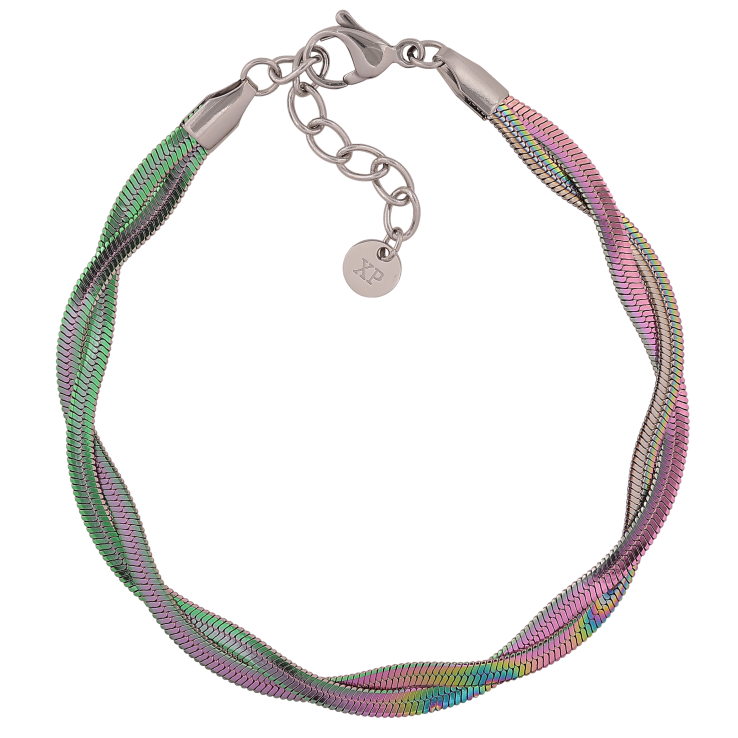 Браслет Xuping ТТМ Stainless Steel колір Хамелеон "Сплетені ланцюжки Снейк" довжина з дод. ланцюжком 20-23.5см х 6мм фото №14