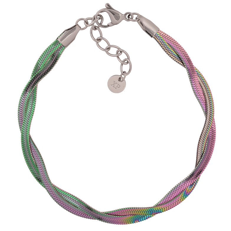 Браслет Xuping ТТМ Stainless Steel цвет Хамелеон "Сплетенные цепочки Снейк" длинна с доп. цепочкой 20-23.5см х 6мм фото №1