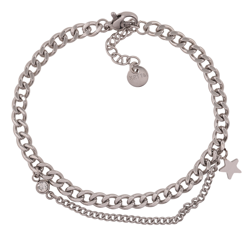 Браслет Xuping ТТМ Stainless Steel колір Родій "Ланцюжок Панцирний з підвіскою" довжина з дод. ланцюжком 17.5-20.5см х 4.5мм фото №1