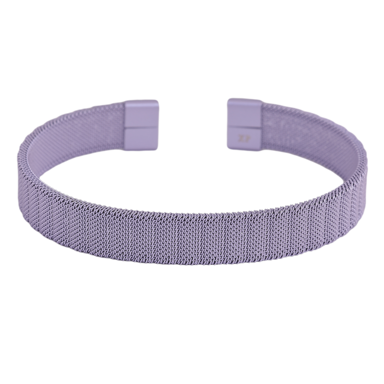 Браслет Xuping ТТМ Stainless Steel цвет Родий "Декоративный узор, покраска сиреневой эмалью, шир. 10мм" ø 6см фото №6