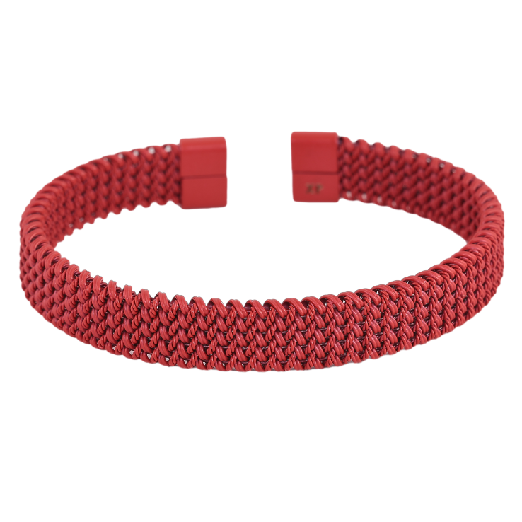 Браслет Xuping ТТМ Stainless Steel колір Родій "Декоративний візерунок пружинка, фарбування червоною емаллю, шир. 10мм" ø 6см фото №18