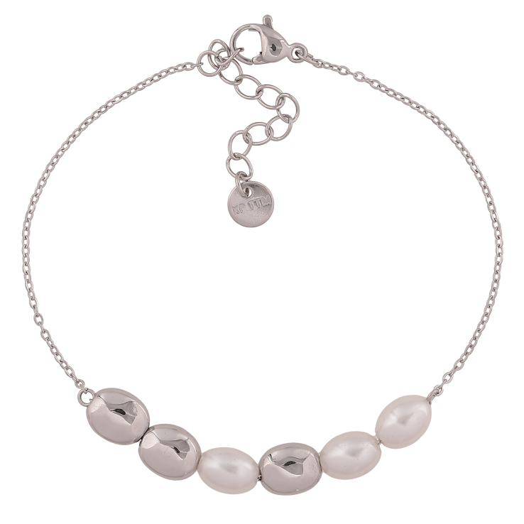 Браслет Xuping ТТМ Stainless Steel колір Родій "Ланцюжок з намистинами" довжина з дод. ланцюжком 18-21см х 1-7мм фото №4 Браслет Xuping ТТМ Stainless Steel колір Родій "Ланцюжок з намистинами" довжина з дод. ланцюжком 18-21см х 1-7мм фото №4