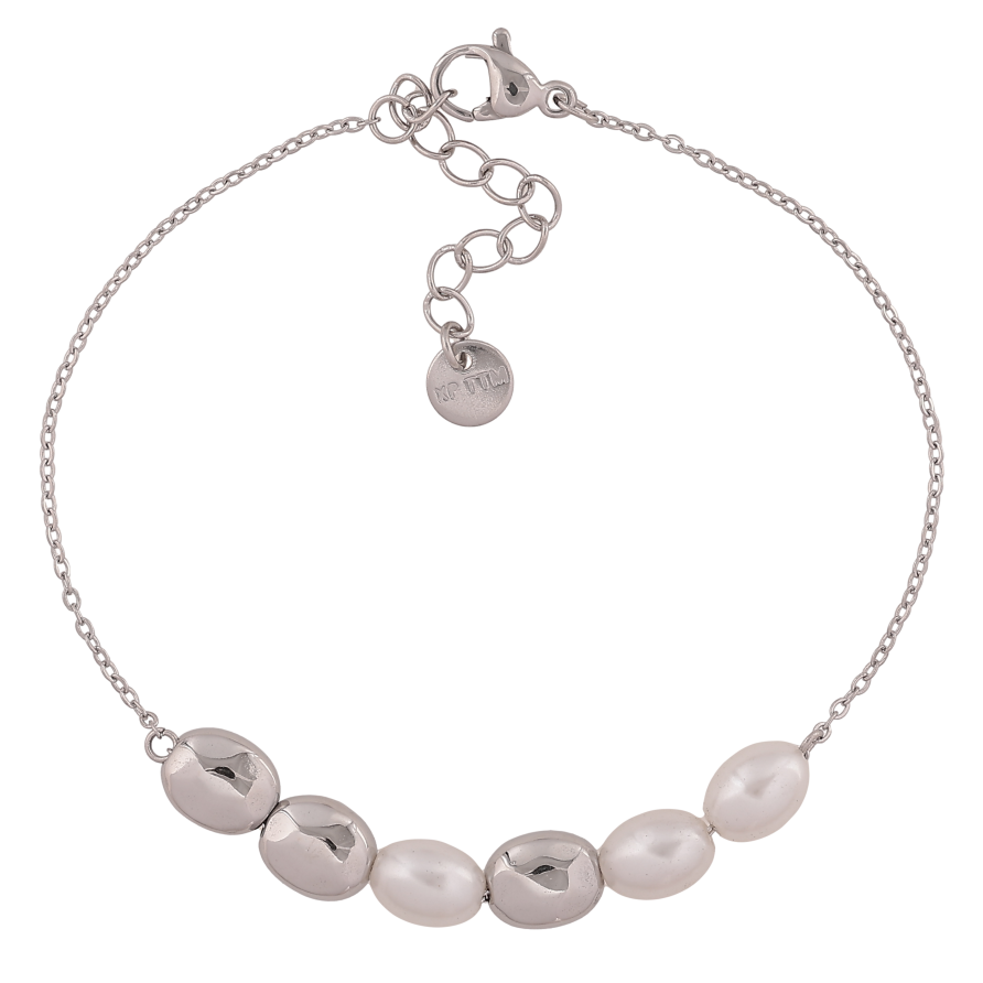 Браслет Xuping ТТМ Stainless Steel колір Родій "Ланцюжок з намистинами" довжина з дод. ланцюжком 18-21см х 1-7мм фото №1