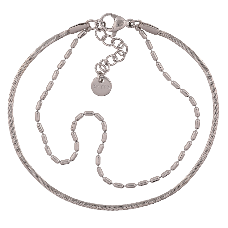 Браслет Xuping ТТМ Stainless Steel колір Родій "Двойная цепочка" длина с доп. цепочкой 18-21см х 3мм фото №8 Браслет Xuping ТТМ Stainless Steel колір Родій "Двойная цепочка" длина с доп. цепочкой 18-21см х 3мм фото №8