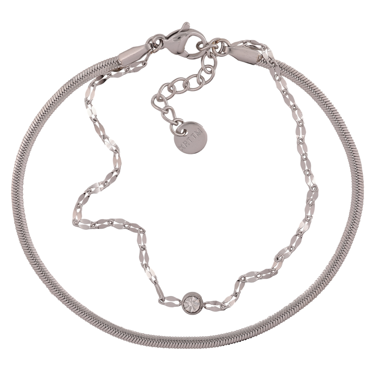 Браслет Xuping ТТМ Stainless Steel колір Родій "Подвійний ланцюжок із кристалом" довжина з дод. ланцюжком 17.5-20.5см х 4.5мм фото №11 Браслет Xuping ТТМ Stainless Steel колір Родій "Подвійний ланцюжок із кристалом" довжина з дод. ланцюжком 17.5-20.5см х 4.5мм фото №11