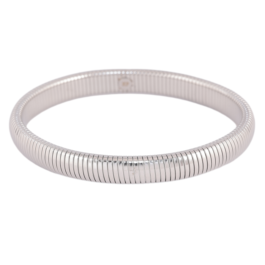 Браслет Xuping ТТМ Stainless Steel колір Родій "Декоративний візерунок, шир. 8мм" браслет гнучкий ø 6см фото №1