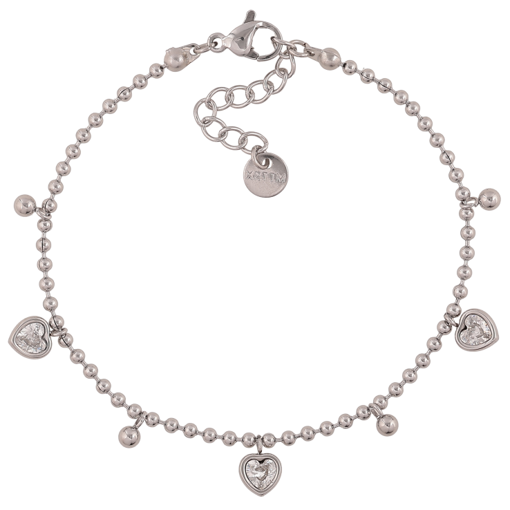 Браслет Xuping ТТМ Stainless Steel колір Родій "Ланцюжок з кристальними сердечками" довжина з дод. ланцюжком 17-20см х 2мм фото №25