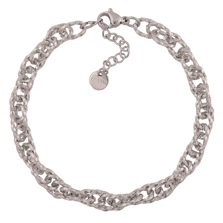 Браслет Xuping ТТМ Stainless Steel цвет Родий "Цепочка Фантазийная" длина с доп. цепочкой 18-21см х 6мм фото №1