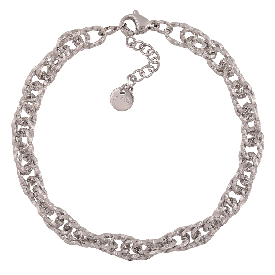 Браслет Xuping ТТМ Stainless Steel колір Родій "Ланцюжок Фантазійна" довжина з дод. ланцюжком 18-21см х 6мм фото №1