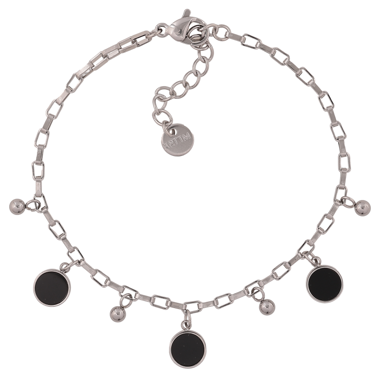 Браслет Xuping ТТМ Stainless Steel цвет Родий "Цепочка с подвесками" длина с доп. цепочкой 17-20см х 2мм фото №1