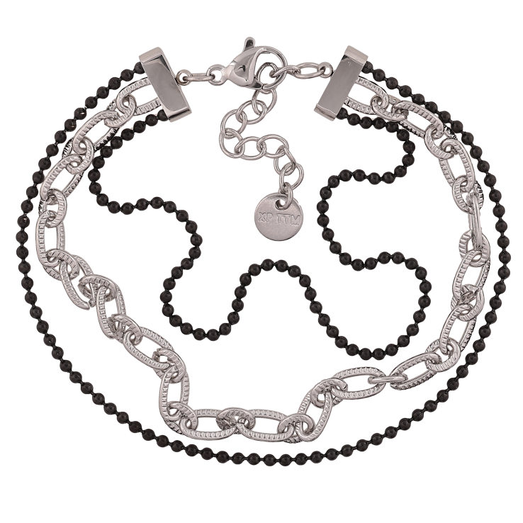 Браслет Xuping ТТМ Stainless Steel колір Родій "Потрійний ланцюжок з емаллю" довжина з дод. ланцюжком 17-20см х 7мм фото №5 Браслет Xuping ТТМ Stainless Steel колір Родій "Потрійний ланцюжок з емаллю" довжина з дод. ланцюжком 17-20см х 7мм фото №5