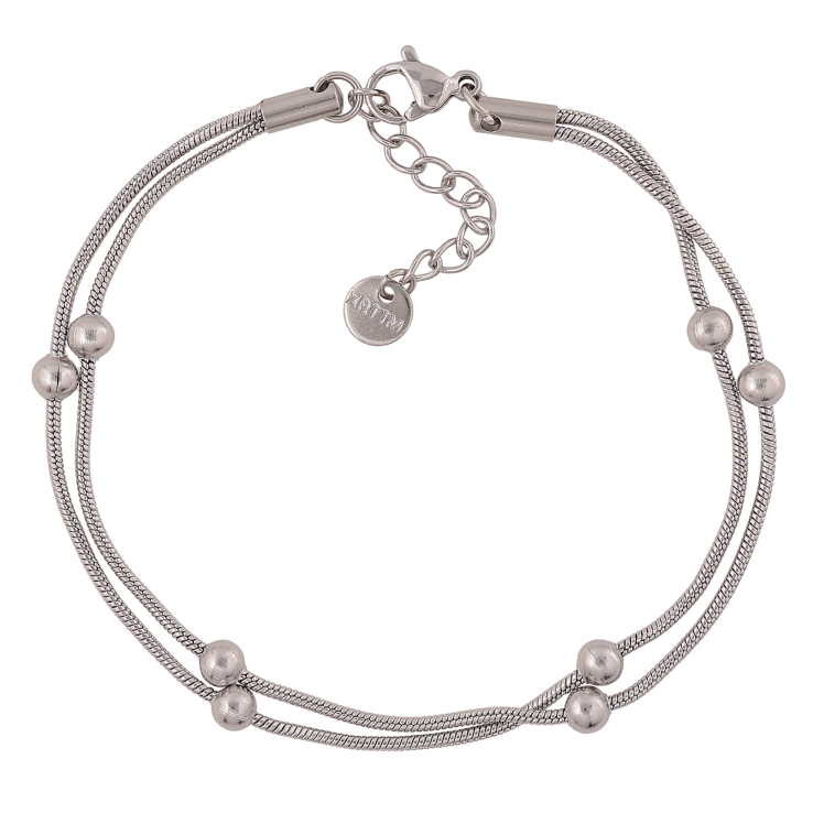 Браслет Xuping ТТМ Stainless Steel колір Родій "Подвійний ланцюжок з намистинами" довжина з дод. ланцюжком 18.5-21см х 2.5мм фото №14 Браслет Xuping ТТМ Stainless Steel колір Родій "Подвійний ланцюжок з намистинами" довжина з дод. ланцюжком 18.5-21см х 2.5мм фото №14