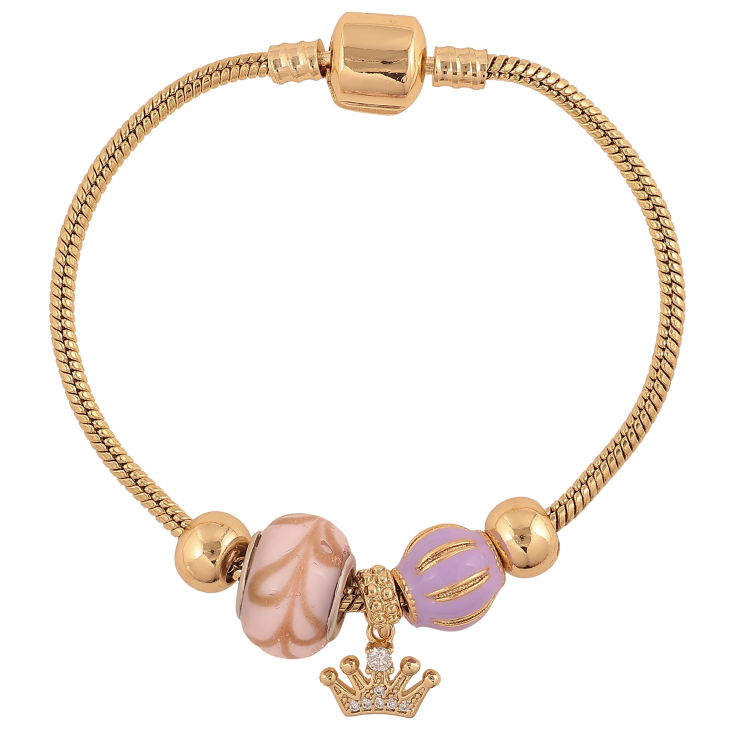 Браслет Xuping колір Позолота 14K "У стилі Pandora ювелірний шнур з бусинами" довжина 18см х 3мм фото №9