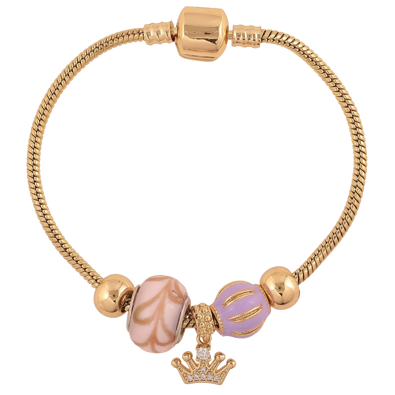 Браслет Xuping колір Позолота 14K "У стилі Pandora ювелірний шнур з бусинами" довжина 18см х 3мм фото №1