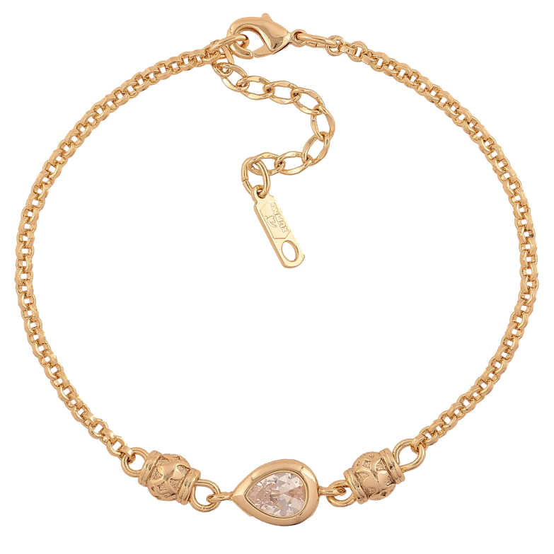 Браслет Xuping цвет Позолота 14K "Цепочка с декоративной вставкой" размер с доп. цепочкой 18.5-22см х 3-8мм фото №1