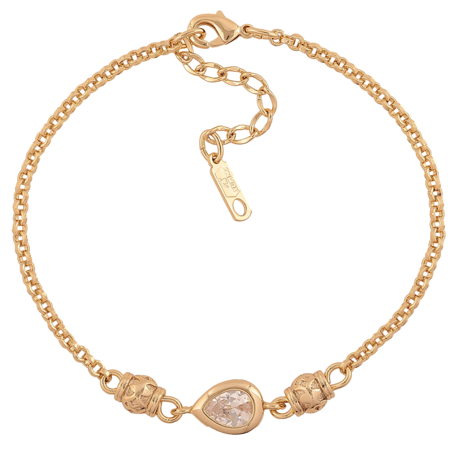 Браслет Xuping цвет Позолота 14K "Цепочка с декоративной вставкой" размер с доп. цепочкой 18.5-22см х 3-8мм фото №1