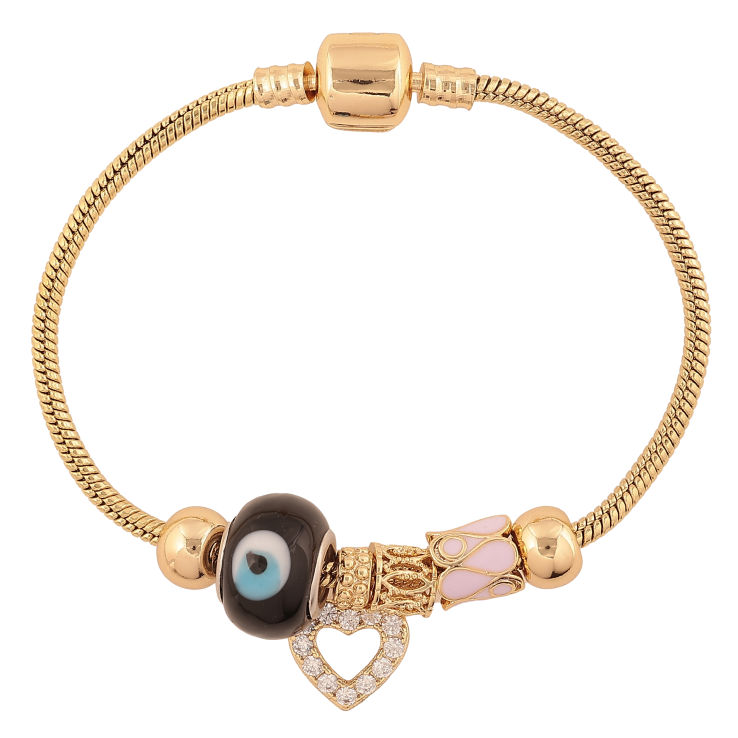 Браслет Xuping колір Позолота 14K "У стилі Pandora ювелірний шнур з бусинами" довжина 18см х 3мм фото №5