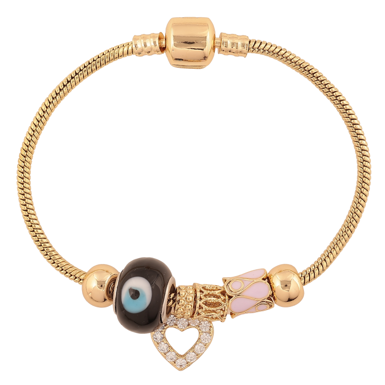 Браслет Xuping колір Позолота 14K "У стилі Pandora ювелірний шнур з бусинами" довжина 18см х 3мм фото №1