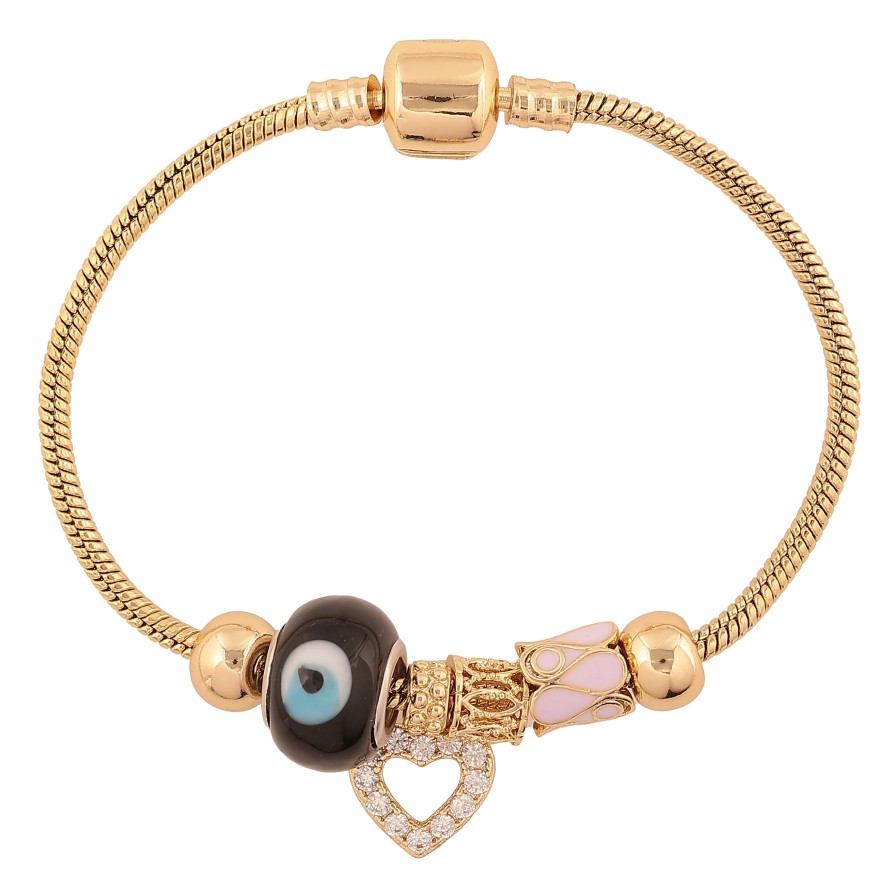 Браслет Xuping колір Позолота 14K "У стилі Pandora ювелірний шнур з бусинами" довжина 18см х 3мм фото №1