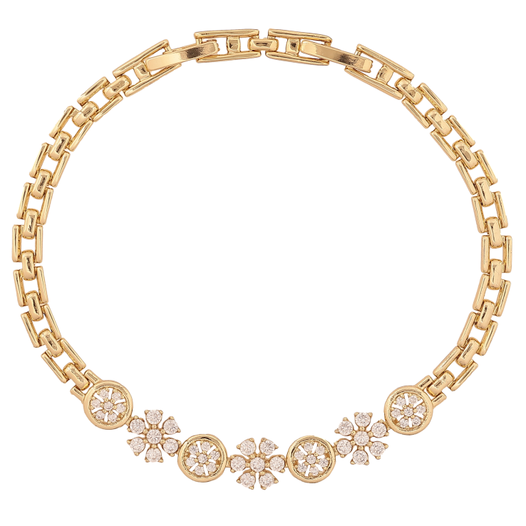 Браслет Xuping колір Позолота 14K "Візерунок з кристалами" розмір з дод. замком 17.5,19.5см х 4-7мм фото №5