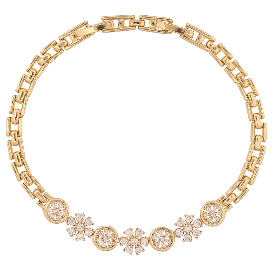 Браслет Xuping колір Позолота 14K "Візерунок з кристалами" розмір з дод. замком 17.5,19.5см х 4-7мм фото №1