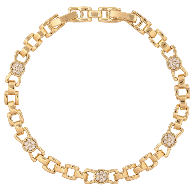 Браслет Xuping колір Позолота 14K "Візерунок з кристалами" розмір з дод. замком 17.5,19.5см х 2-6мм фото №8