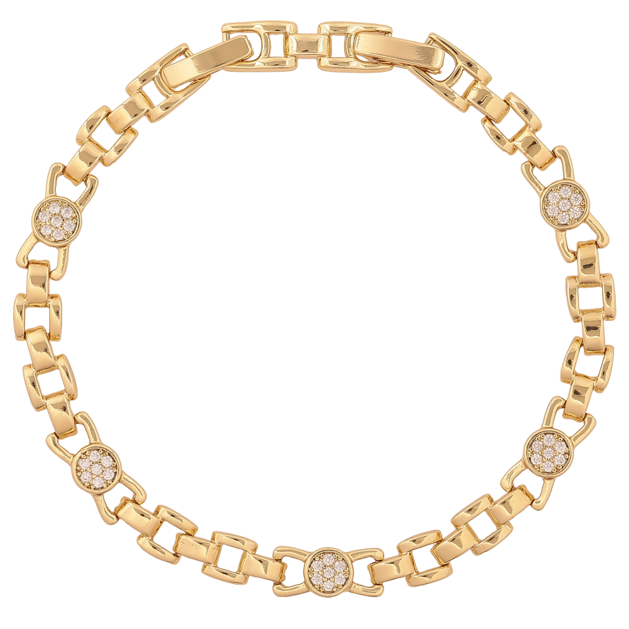 Браслет Xuping колір Позолота 14K "Візерунок з кристалами" розмір з дод. замком 17.5,19.5см х 2-6мм фото №1