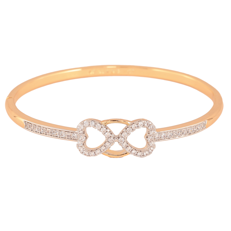 Браслет Xuping колір Позолота 18К + Родій "Візерунок серця з кристалами" ø 5.7см фото №1