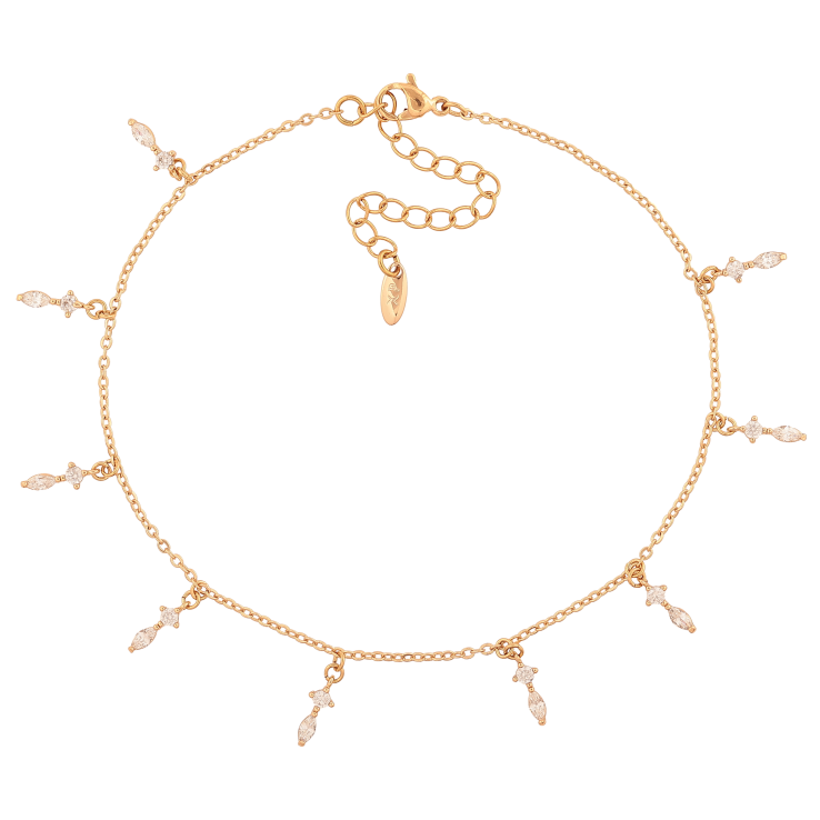 Браслет Xuping колір Позолота 18K на ногу "Ланцюжок з кристальними підвісками" розмір з доп.ланцюжком 23-28см х 1.5мм фото №20 Браслет Xuping колір Позолота 18K на ногу "Ланцюжок з кристальними підвісками" розмір з доп.ланцюжком 23-28см х 1.5мм фото №20