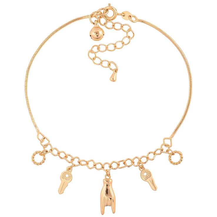 Браслет Xuping колір Позолота 18K на ногу "Ланцюжок з підвісками" розмір з доп.ланцюжком 21-27см х 1-4мм фото №18 Браслет Xuping колір Позолота 18K на ногу "Ланцюжок з підвісками" розмір з доп.ланцюжком 21-27см х 1-4мм фото №18