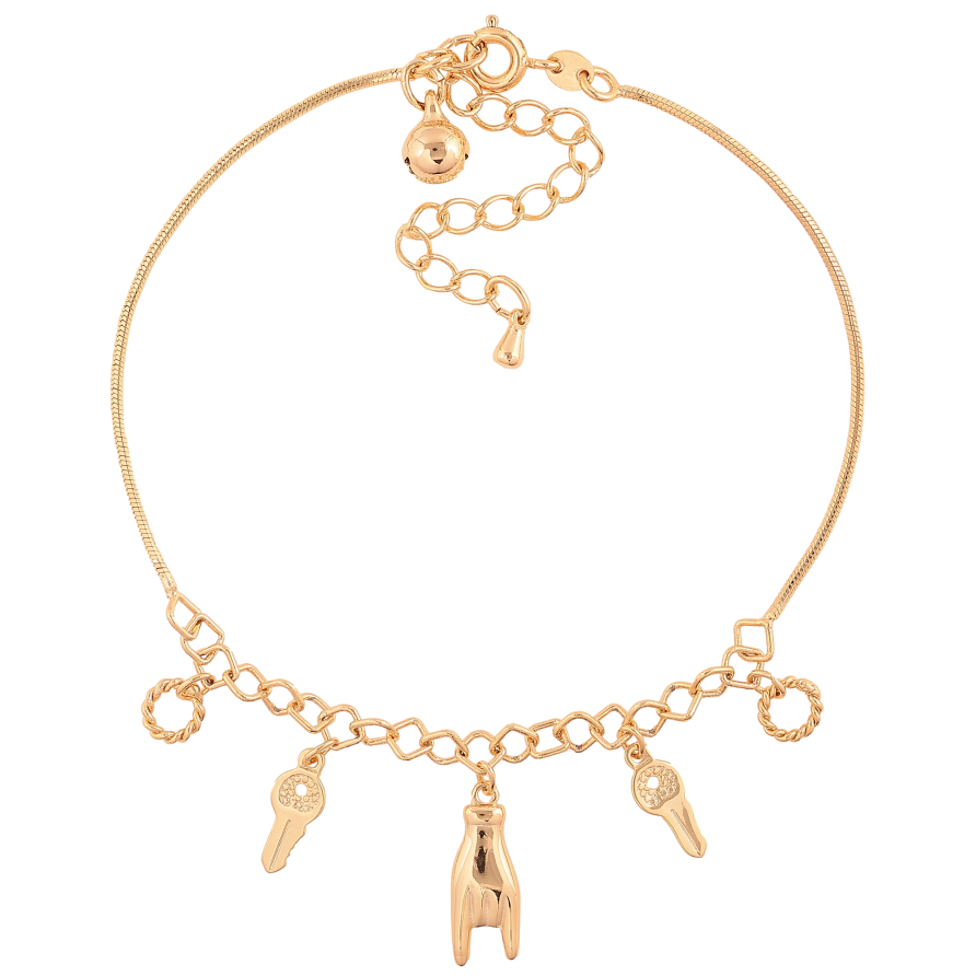 Браслет Xuping колір Позолота 18K на ногу "Ланцюжок з підвісками" розмір з доп.ланцюжком 21-27см х 1-4мм фото №1