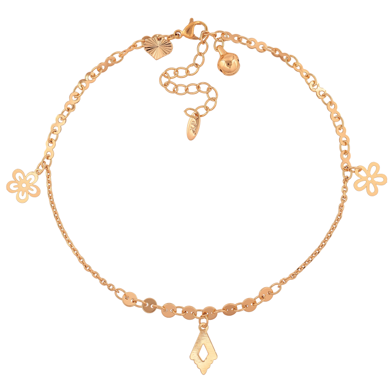 Браслет Xuping колір Позолота 18K на ногу "Ланцюжок з підвісками" розмір з доп.ланцюжком 24-29см х 1.5-4мм фото №1