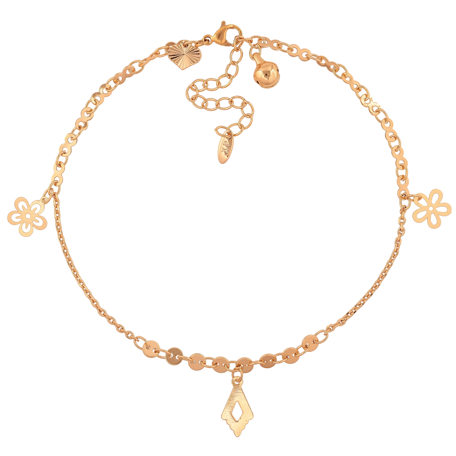 Браслет Xuping колір Позолота 18K на ногу "Ланцюжок з підвісками" розмір з доп.ланцюжком 24-29см х 1.5-4мм фото №1