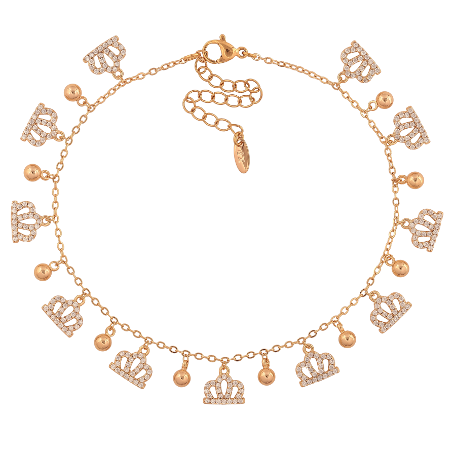 Браслет Xuping колір Позолота 18K на ногу "Ланцюжок з підвісками" розмір з дод. ланцюжком 23-28.5см х 1.5мм фото №1