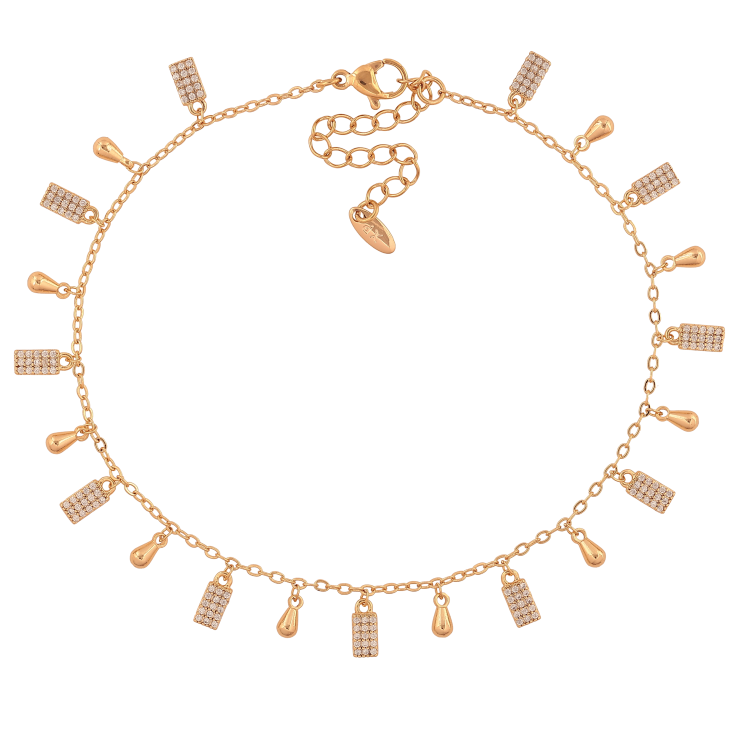 Браслет Xuping колір Позолота 18K на ногу "Ланцюжок з підвісками" розмір з дод. ланцюжком 23-28см х 1.5мм фото №6 Браслет Xuping колір Позолота 18K на ногу "Ланцюжок з підвісками" розмір з дод. ланцюжком 23-28см х 1.5мм фото №6