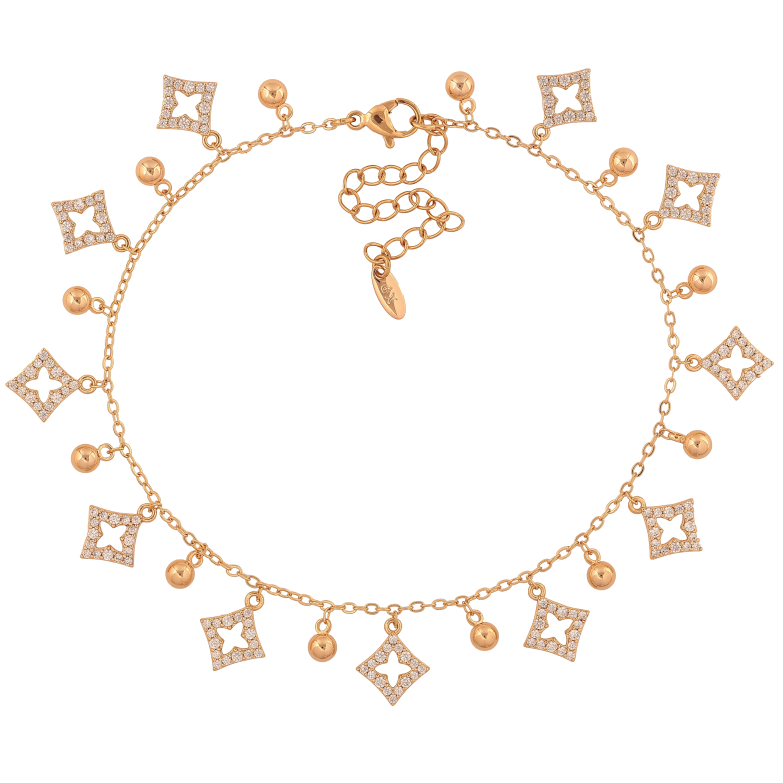 Браслет Xuping колір Позолота 18K на ногу "Ланцюжок з підвісками" розмір з дод. ланцюжком 23-28.5см х 1.5мм фото №1