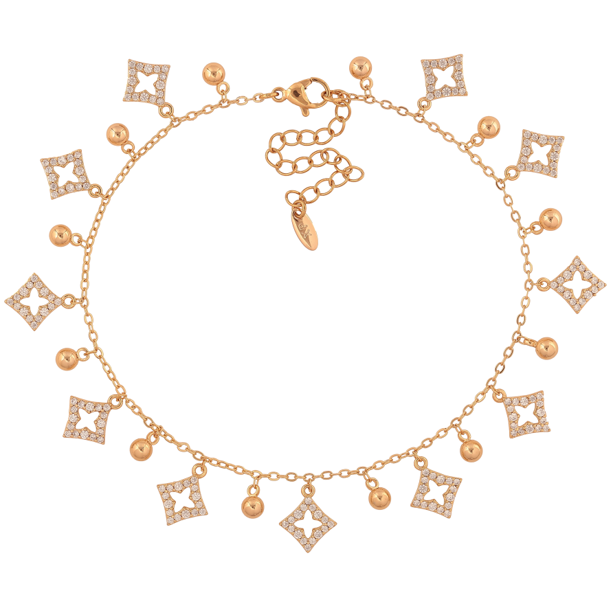 Браслет Xuping колір Позолота 18K на ногу "Ланцюжок з підвісками" розмір з дод. ланцюжком 23-28.5см х 1.5мм фото №1