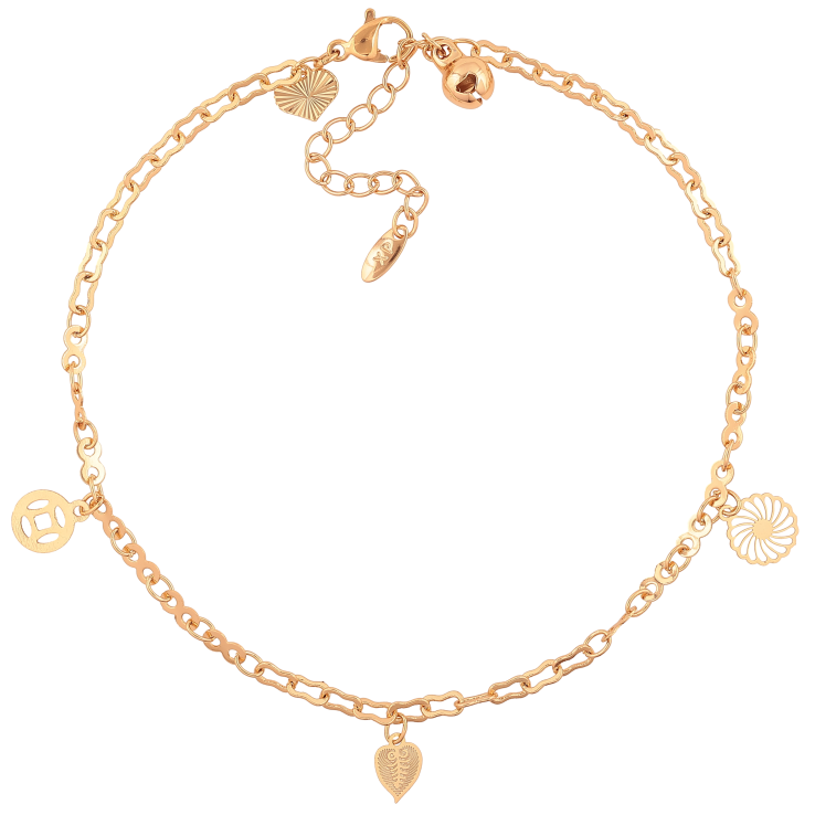 Браслет Xuping колір Позолота 18K на ногу "Ланцюжок з підвісками" розмір з доп.ланцюжком 24-29см х 3мм фото №4 Браслет Xuping колір Позолота 18K на ногу "Ланцюжок з підвісками" розмір з доп.ланцюжком 24-29см х 3мм фото №4
