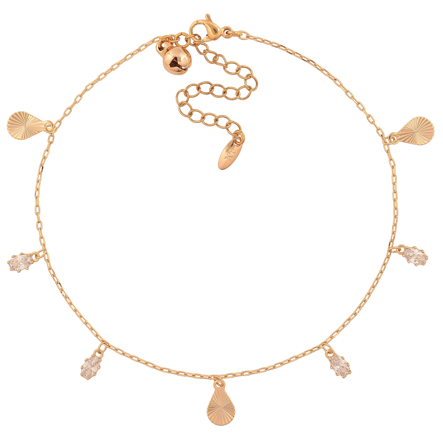 Браслет Xuping колір Позолота 18K на ногу "Ланцюжок з підвісками" розмір з доп.ланцюжком 23-29см х 1мм фото №1