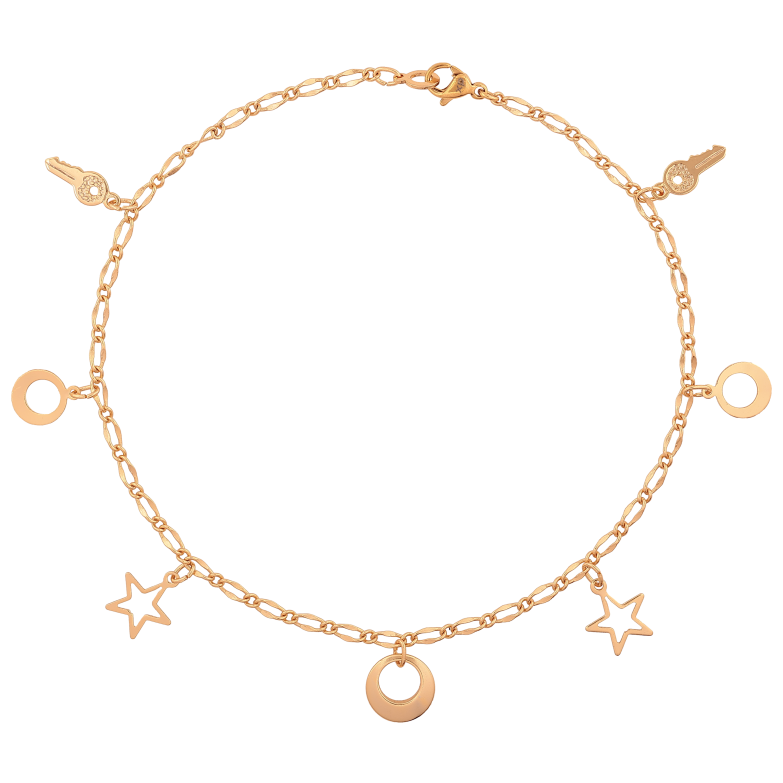 Браслет Xuping цвет Позолота 18K на ногу "Цепочка с подвесками" размер 26см х 2-3мм фото №1