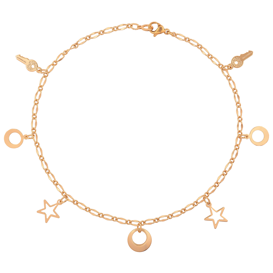 Браслет Xuping колір Позолота 18K на ногу "Ланцюжок з підвісками" розмір 26см х 2-3мм фото №1