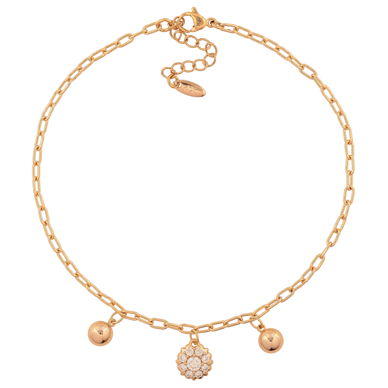 Браслет Xuping цвет Позолота 18K на ногу "Цепочка с подвесками" размер с доп.цепочкой 23-26см х 2.5мм фото №1