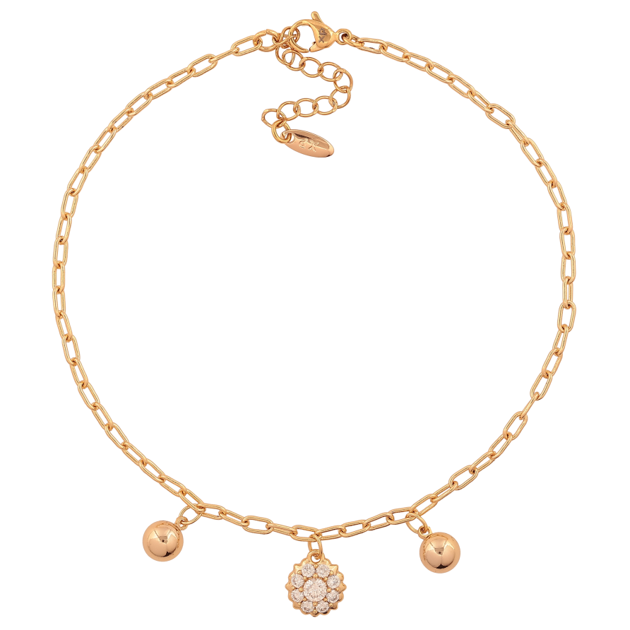 Браслет Xuping цвет Позолота 18K на ногу "Цепочка с подвесками" размер с доп.цепочкой 23-26см х 2.5мм фото №1