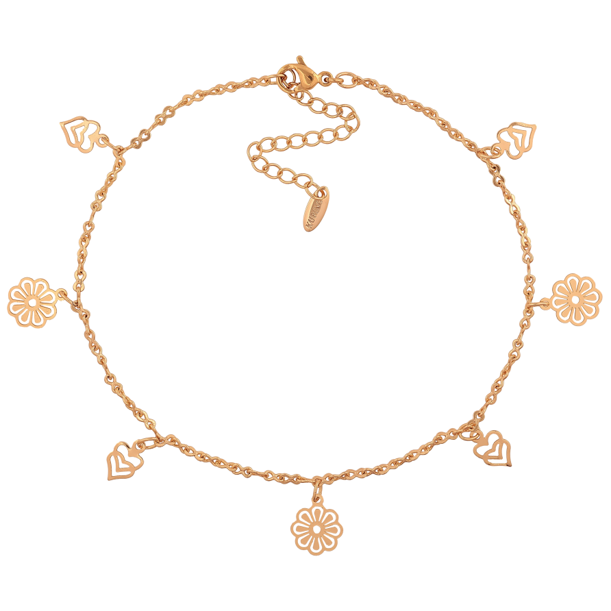 Браслет Xuping колір Позолота 18K на ногу "Ланцюжок з підвісками" розмір з доп.ланцюжком 23-28см х 2мм фото №1