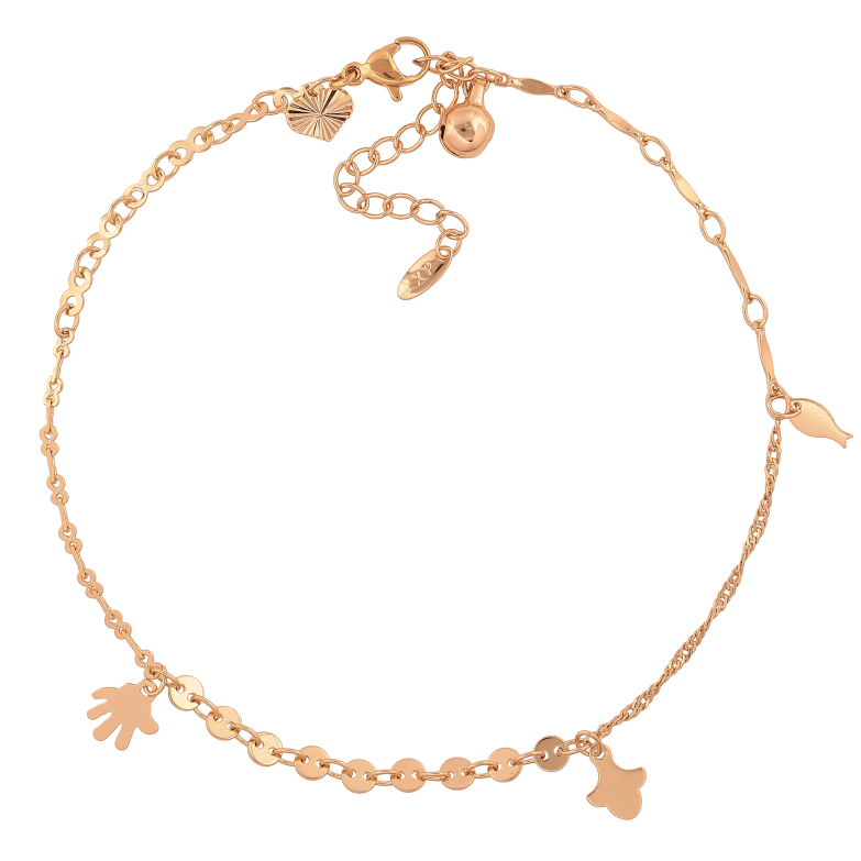 Браслет Xuping колір Позолота 18K на ногу "Ланцюжок з підвісками" розмір з доп.ланцюжком 25-30см х 2-4мм фото №1