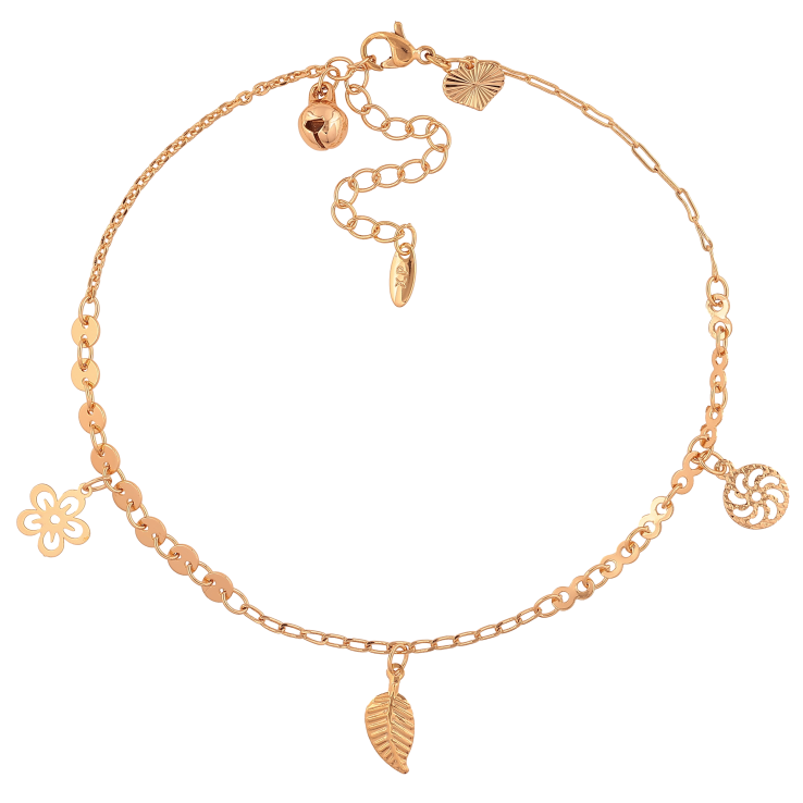 Браслет Xuping колір Позолота 18K на ногу "Ланцюжок з підвісками" розмір з доп.ланцюжком 24-29см х 1-4мм фото №6 Браслет Xuping колір Позолота 18K на ногу "Ланцюжок з підвісками" розмір з доп.ланцюжком 24-29см х 1-4мм фото №6